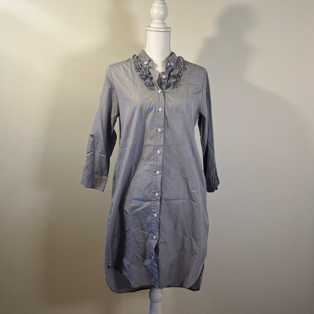Sibel Saral Blue and White Pin Stripe Shirt Dress Size Small